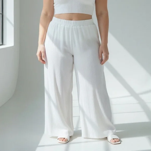 NWT Jolie & Joy White Ribbed Lounge Pants - Picture 1 of 5